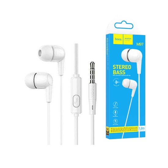 Auriculares Hoco M97 Enjoy Serie Original con Micrófono y Control con Un Botón 1,2m 3,5mm Blanco